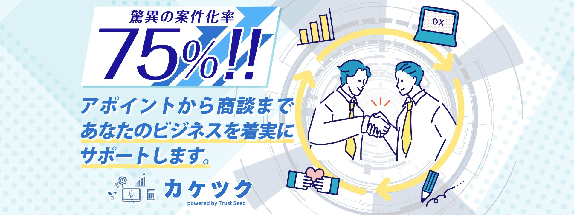 案件化率75％！！DX促進マッチングサービスカケツクはあなたのビジネスを着実にサポートします。